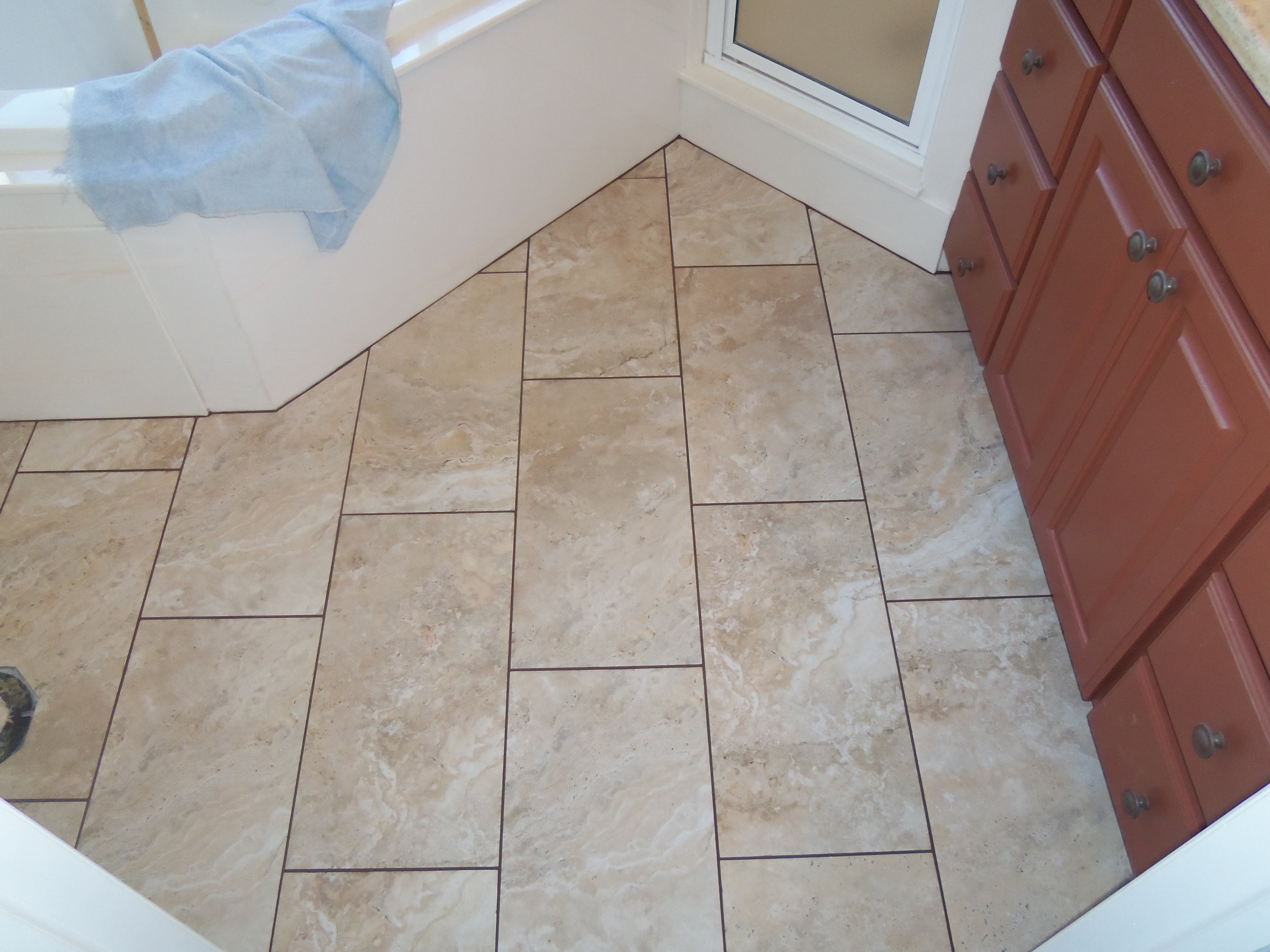 Tiled bathroom floor