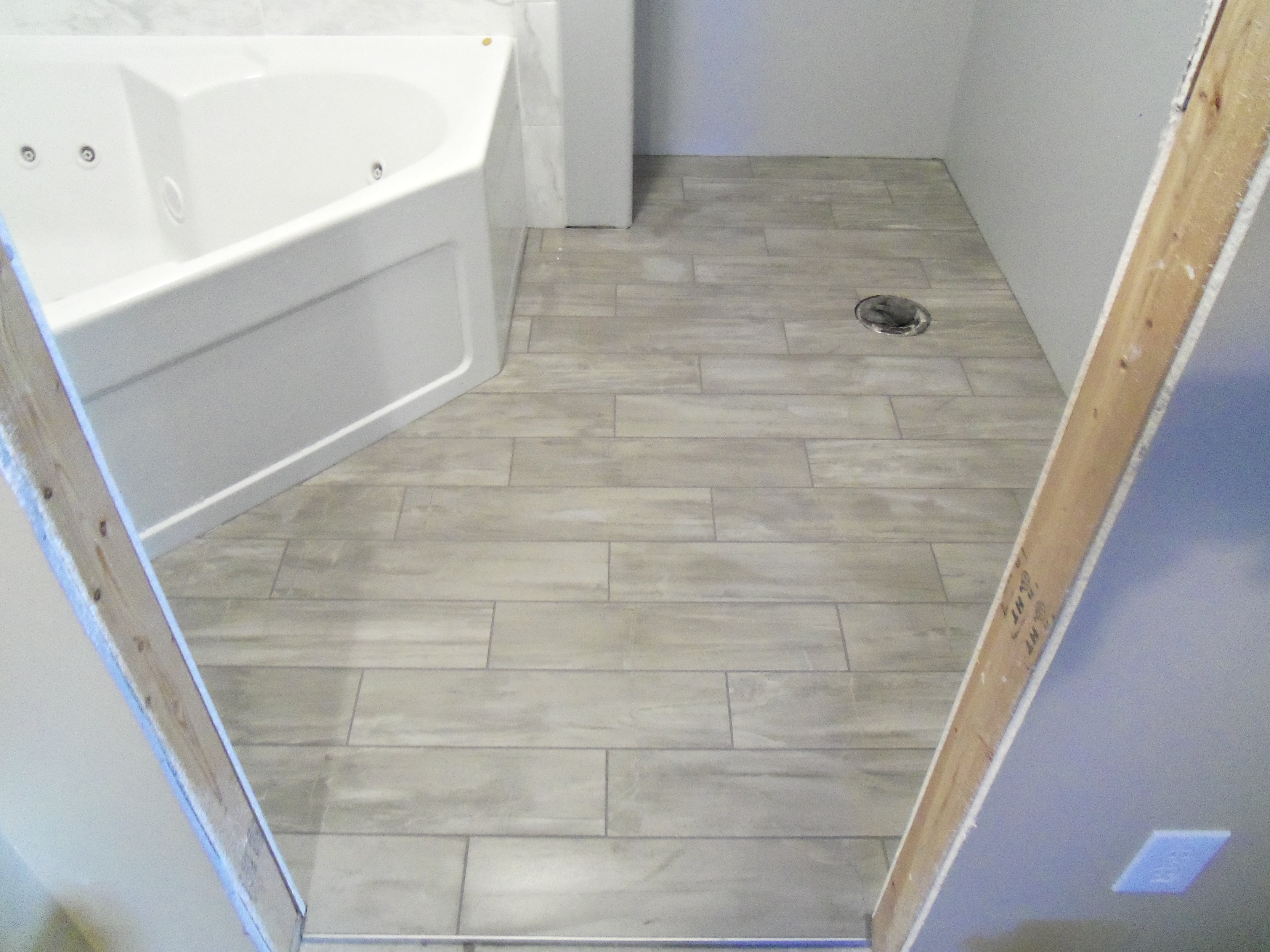 Tiled bathroom floor