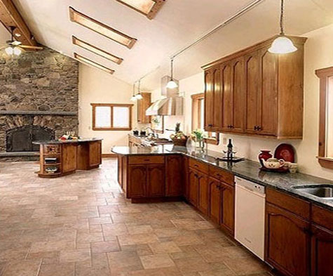 Tiled kitchen floor
