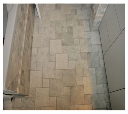 Tiled bathroom floor